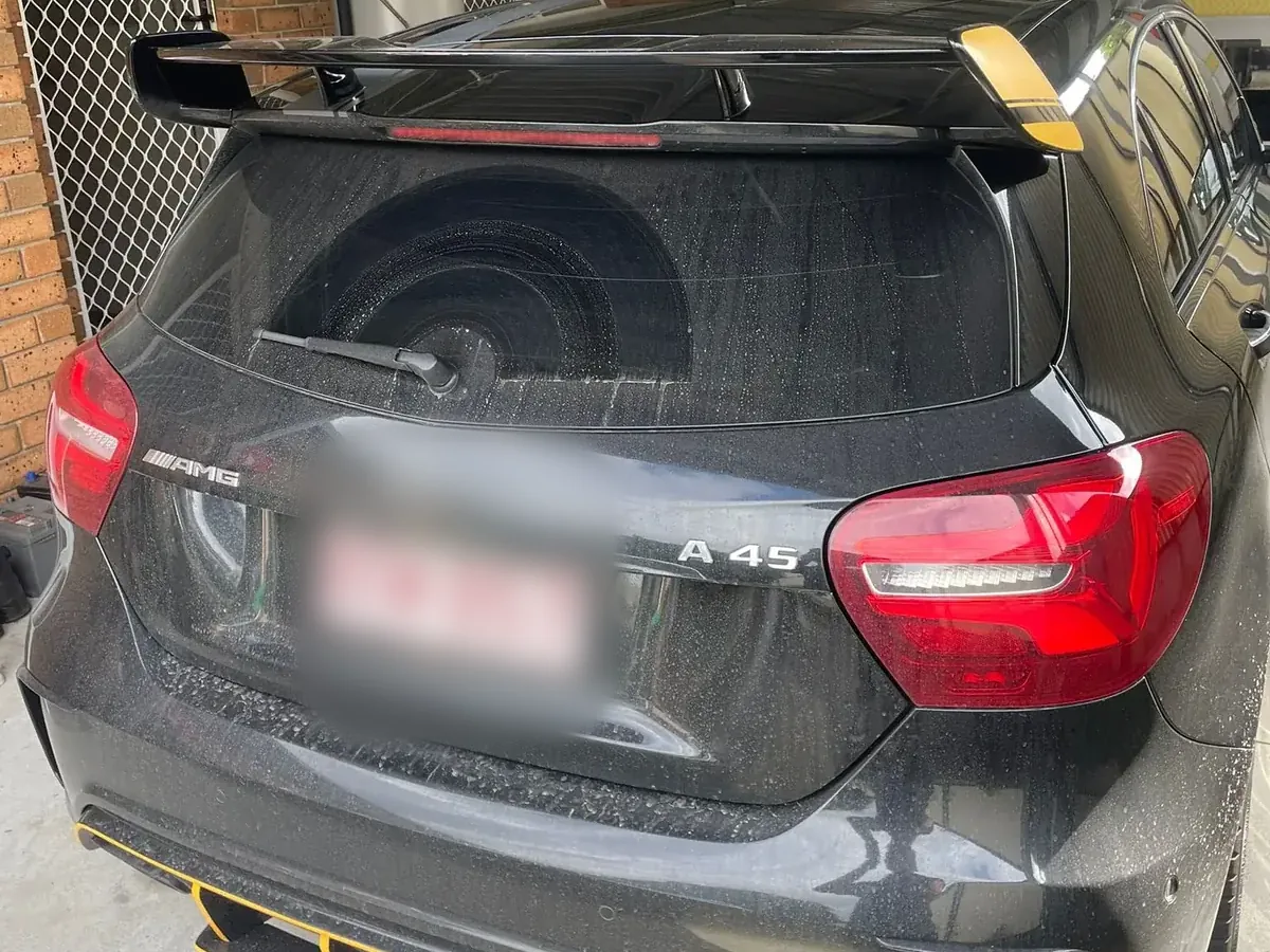 Before: Mercedes A45, dull to deep gloss
